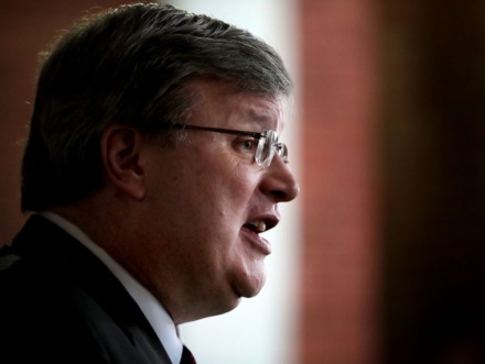 <strong>Memphis Mayor Jim Strickland gives a short press briefing before going into a daily meeting at Memphis Emergency Management headquarters on March, 20, 2020.</strong> (Jim Weber/Daily Memphian)