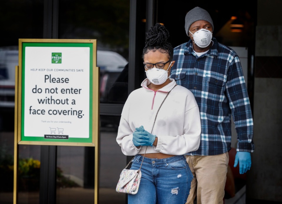 <strong>Customers at The Fresh Market are asked to wear a face mask when entering the store, starting on Tuesday, April 14.</strong> (Mark Weber/Daily Memphian)