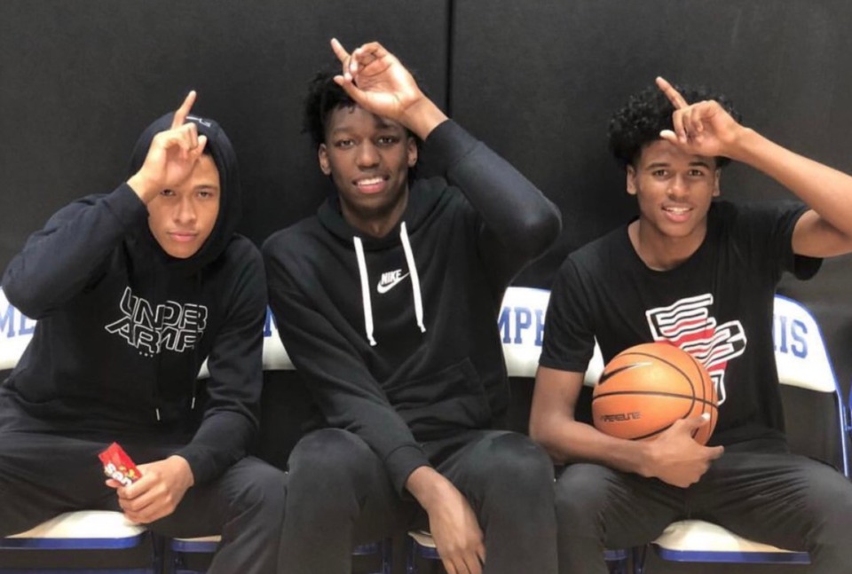 <strong>Jalen Green (right) horses around with James Wiseman (middle) and R.J. Hampton.</strong> (Submitted)