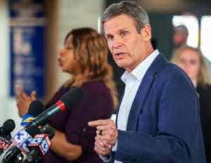 <strong>Governor Bill Lee, pictured at am appearance March 27 at Memphis International Airport, said in his Thursday, April 16, briefing that regarding the state's reopening:&nbsp;&rdquo;The more we stick to social distancing practices the more robust our reopening can be.&rdquo;</strong> (Daily Memphian file)