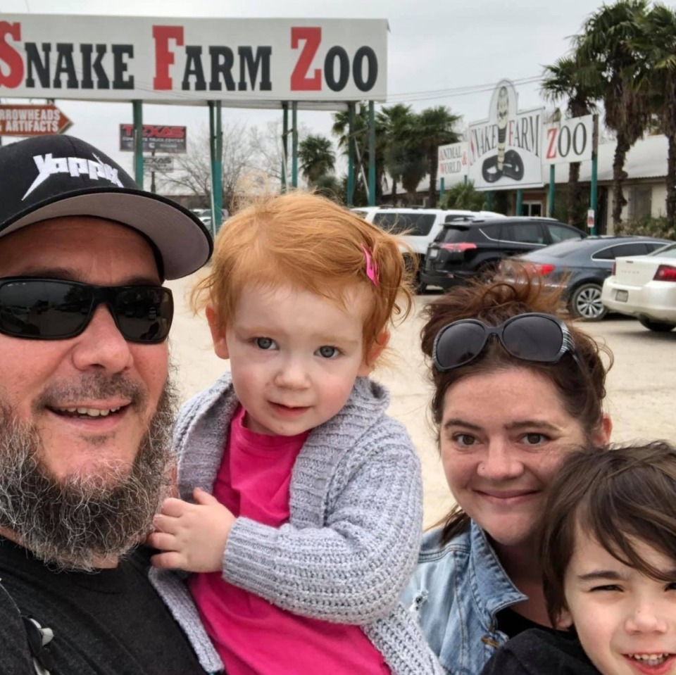 <strong>Jeremy, Chloe, Megan and Jack Kendall took a day trip to a snake farm outside their home in Austin in February, 2020.</strong>&nbsp;<strong>Megan was ultimately bitten by a snake in her own yard.</strong> (Photo courtesy of Megan Biggs Kendall)