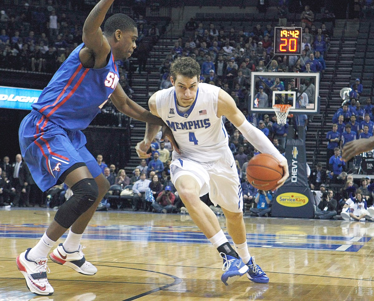 08 January 2015: Memphis Tigers forward Austin Nichols (#4) during the  American Athletic Conference college basketball game between the SMU  Mustangs and the Memphis Tigers at Moody Coliseum in Dallas, Texas. SMU