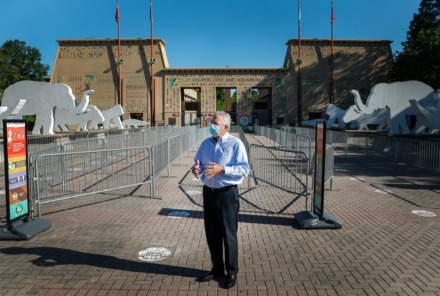 <strong>Memphis Zoo CEO Jim Dean discusses new safety measures and protocols on Monday, May 11, 2020. The Zoo will reopen on Wednesday with new guidelines that include limiting the number of guests and asking all, along with zoo team members, to wear facial coverings.</strong> (Mark Weber/Daily Memphian)