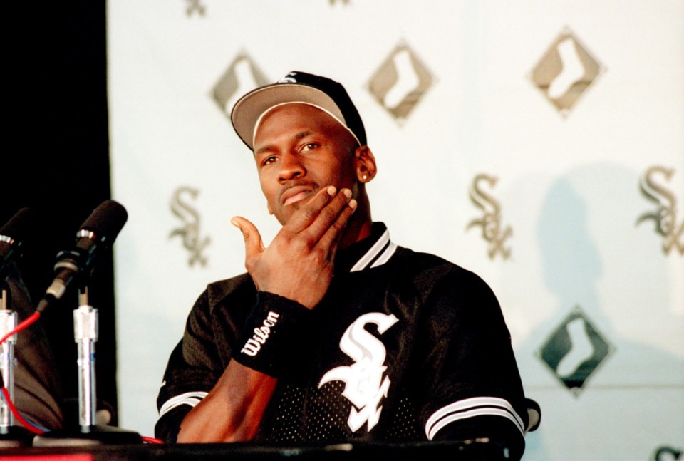 <strong>Former basketball player Michael Jordan played with the Chicago White Sox affiliate Birmingham Barons in 1994, including two games in Memphis against the Chicks.</strong>&nbsp;(John Swart/AP file)