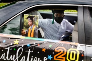 <strong>Graduate D'marious Williams in the diploma car line at Martin Luther King Jr. Prep School in Frayser on May 16, 2020.&nbsp;</strong>(Ziggy Mack/Special to The Daily Memphian)