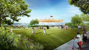 <strong>The artistic rendering of what might be Tom Lee Park's "active core"</strong>&nbsp;<strong>impressed attendees Wednesday's presentation, especially when the rendering was compared to that space as it is now.</strong>&nbsp;(Courtesy of&nbsp;<span>Mississippi River Parks Partnership)</span>