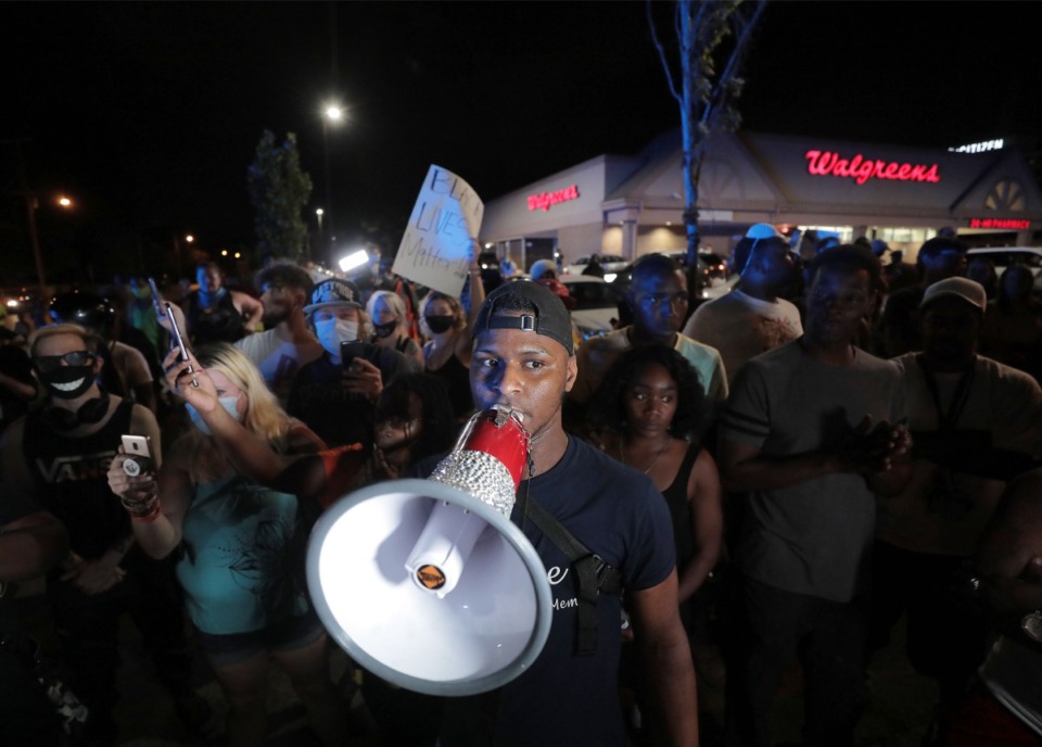 <strong>Protest organizers marched up and down Union Avenue chanting "no justice, no police" at times shutting down traffic along the busy corridor.</strong> (Patrick Lantrip/Daily Memphian)