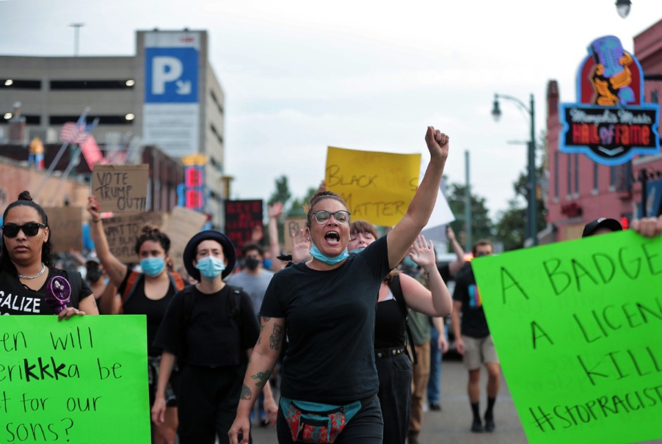 <strong>Black and white alike marched on B.B. King Boulevard on June 3, 2020. "It's a watershed moment," said Stacy Spencer, the pastor at New Direction Christian Church.&nbsp;</strong>(Patrick Lantrip/Daily Memphian)