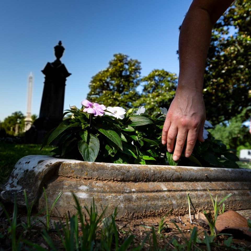 <strong>Volunteers tend Victorian era cradle graves at Elmwood Cemetery Saturday, June 6, 2020. The graves include the resting place of Virginia Farris, whose date of death was Dec. 27, 1898.</strong> (Ziggy Mack/Special to Daily Memphian)