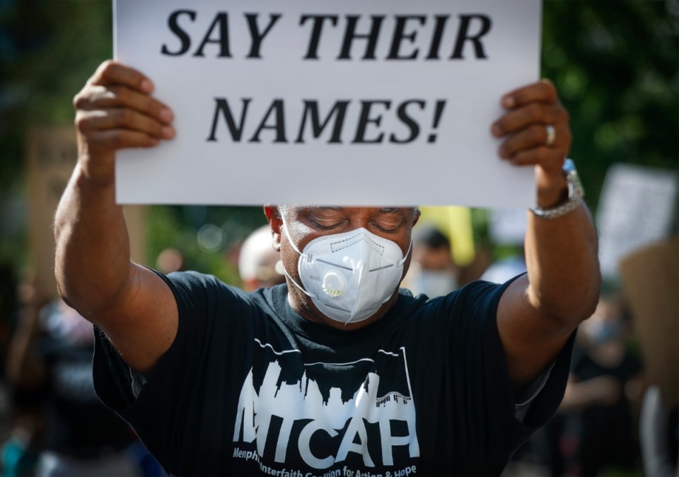 <strong>The MICAH rally outside Memphis City Hall on Tuesday, June 16, was held to call for police and criminal justice reform, and addressing systemic inequality.</strong> (Mark Weber/Daily Memphian)