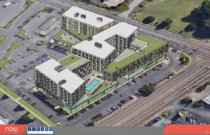 <strong>A proposed mixed-use development within Poplar Plaza would transform the busy corner of Poplar and Highland.</strong> (Courtesy HBG Design)