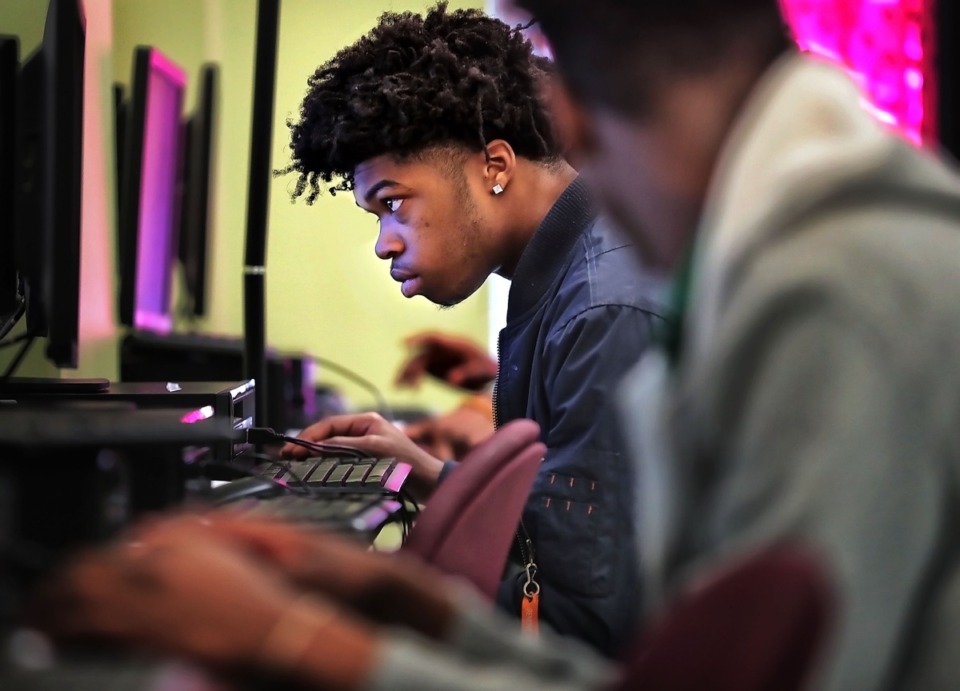 <strong>Joshua Echols takes National Career Readiness Certificate testing at Carver High School on April, 3, 2019. Tennessee school systems&nbsp;will receive a total of $50 million in technology grants to be used for items such as wi-fi devices, laptops and other equipment needed to help reopen.&nbsp;</strong>(Daily Memphian file)