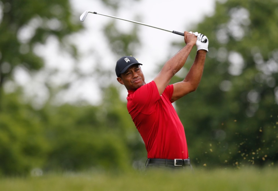 <strong>Tiger Woods tees off in the Memorial golf tournament in Dublin, Ohio, on this June 2, 2019.</strong> (Jay LaPrete/AP file)