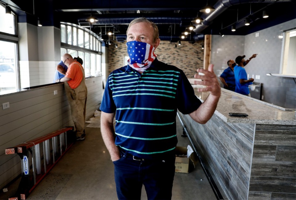 <strong>Southall Cafe co-owner Mark Pender discusses the new breakfast and lunch restaurant on Friday, July 10, 2020. Construction is just about complete on the building that formerly housed Tobacco Corner on Mendenhall.</strong> (Mark Weber/Daily Memphian)