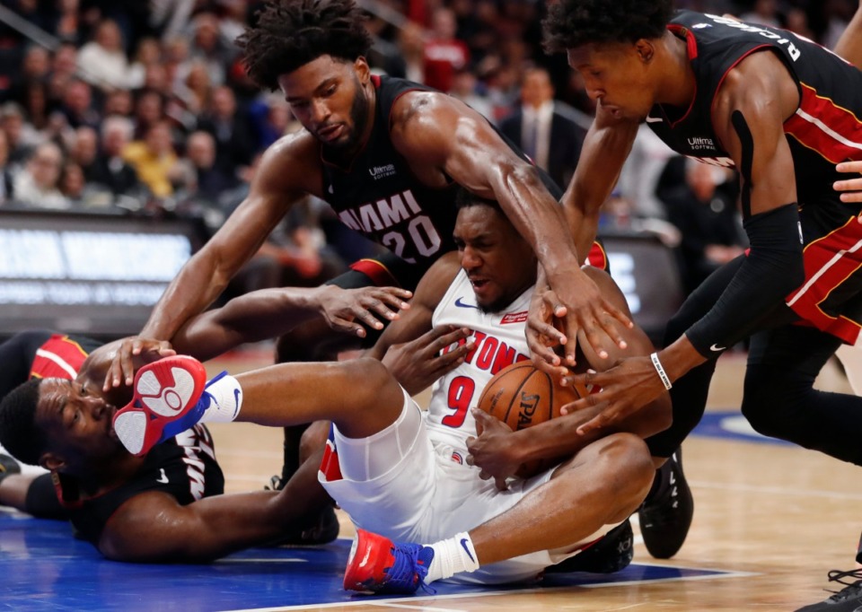 <strong>Justise Winslow (seen top center playing for Miami in 2018) will be out for the rest of the year with a hip injury.</strong> (Carlos Osorio/AP)