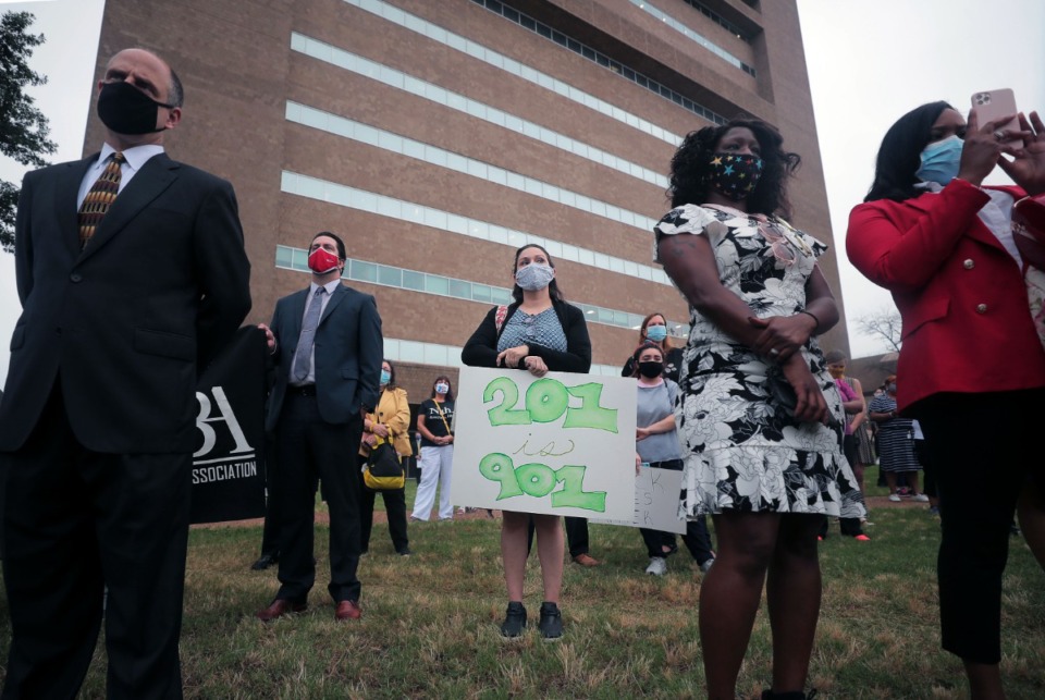 <strong>The Ben F. Jones National Chapter of the Bar Association , the Memphis Bar Association and the Association for Women Attorneys hold a Bar Unity march June 24, 2020, on the stretch of Poplar that might be renamed.</strong> (Patrick Lantrip/Daily Memphian)