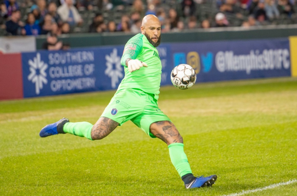 <strong>Fans or no fans, &ldquo;our guys will be ready,&rdquo; said Memphis 901 FC keeper Tim Howard, seen here in March.</strong> (Greg Campbell/Special to The Daily Memphian)