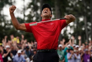<strong>Tiger Woods reacts as he wins the Masters golf tournament April 14, 2019, in Augusta, Ga.</strong> (David J. Phillip/AP file)