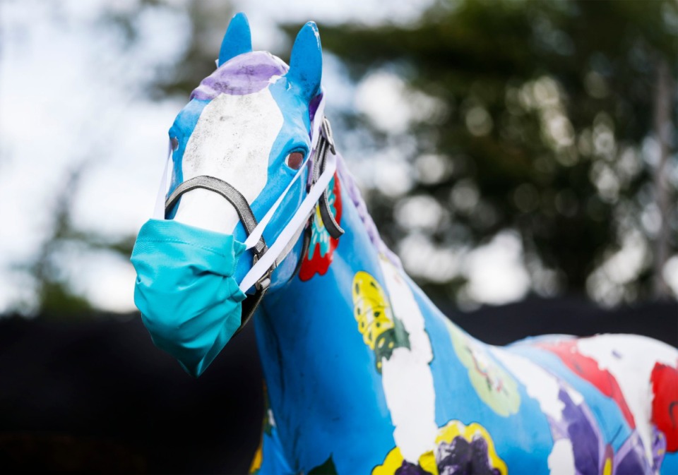 <strong>The horses in Germantown are wearing masks to remind residents to wear a mask to fight the spread of COVID-19 on Tuesday, July 28, 2020.</strong> (Mark Weber/Daily Memphian)
