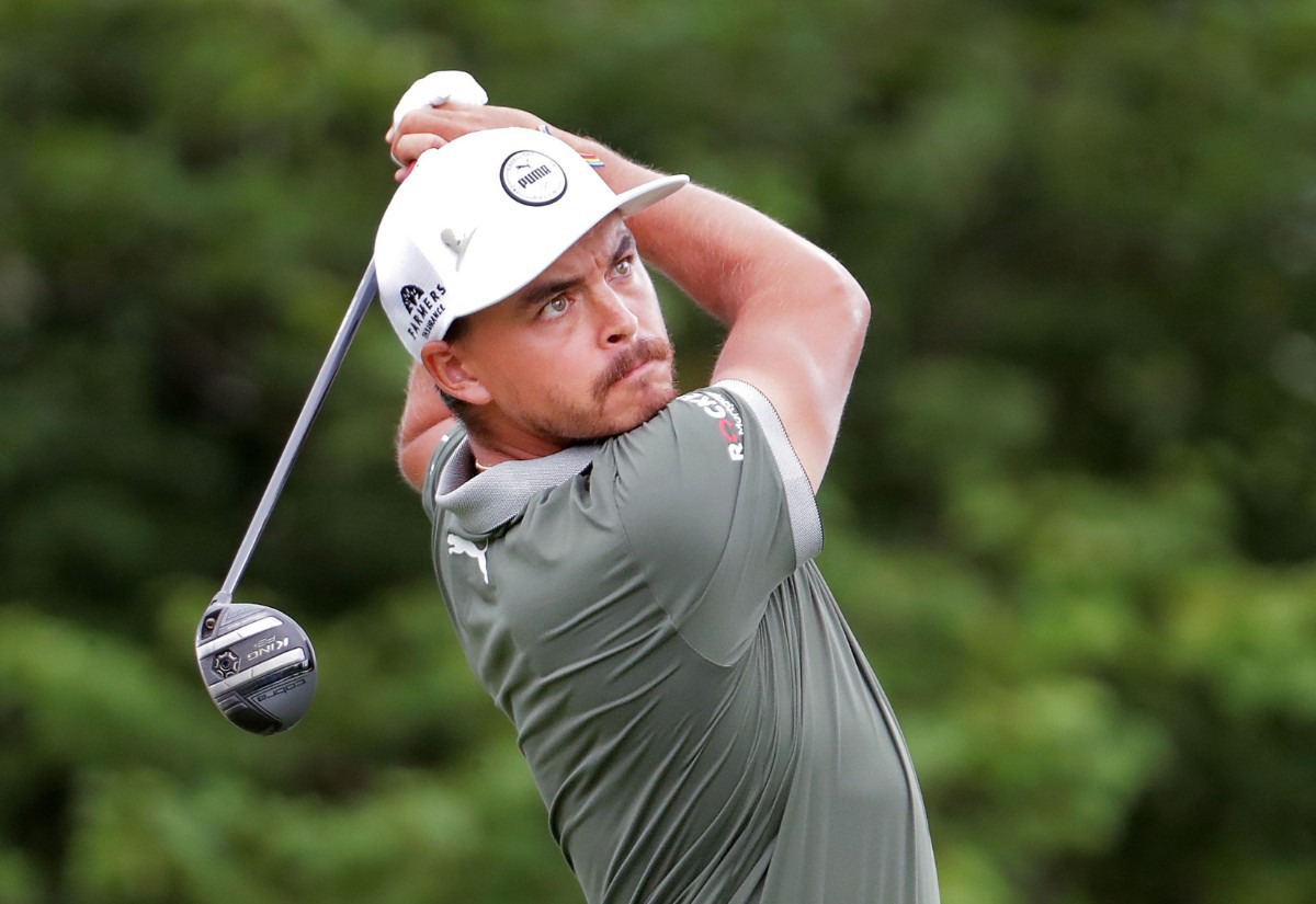 <strong>Rickie Fowler tees off on the 18th hole during the third round of the WGC-FedEx St. Jude Invitational in Memphis, Tennessee, Aug. 1, 2020.</strong> (Patrick Lantrip/Daily Memphian)