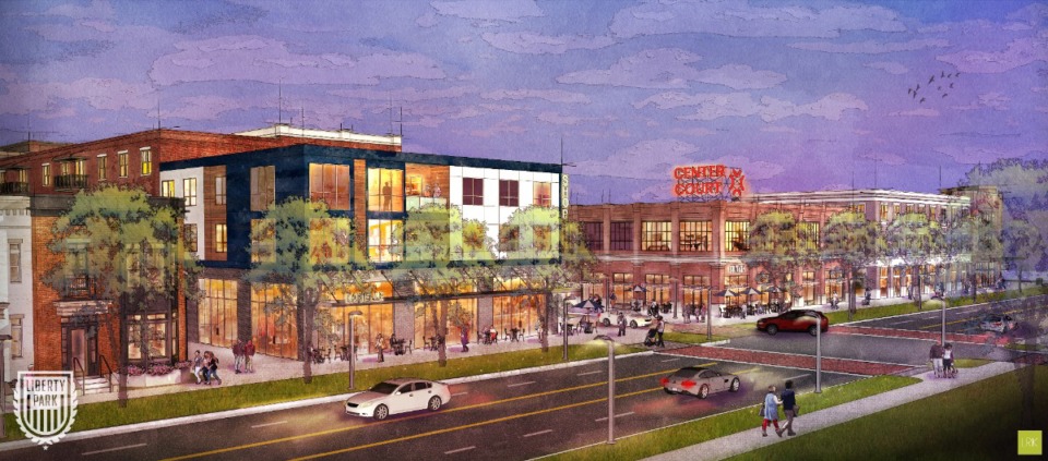 <strong>The multi-family residential, hotels and retail along Central Avenue would be about where the football and track field used for high school athletic events are currently</strong>. (LibertyParkMemphis.com)