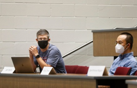 <strong>Collierville community member Jeff Deits (left) attends a data evaluation team meeting on Wednesday, Aug. 19.</strong> (Mark Weber/Daily Memphian)