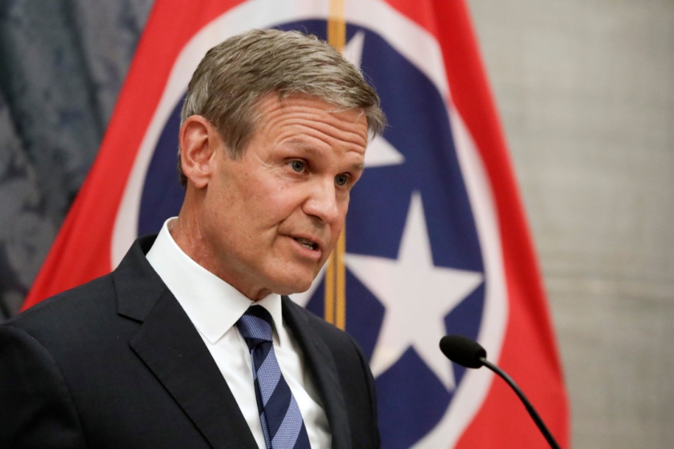 <strong>Tennessee Gov. Bill Lee answers questions during a news conference Wednesday, July 1, 2020, in Nashville, Tennessee.</strong> (AP Photo/Mark Humphrey)