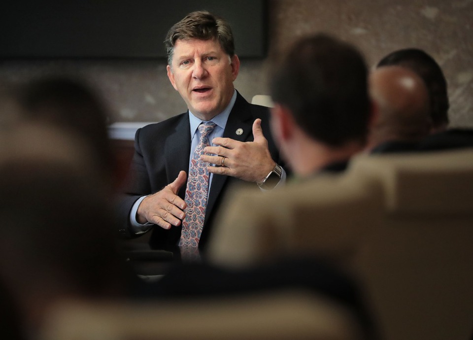 <strong>TVA&nbsp;president Jeff Lyash (in a meeting at City Hall on Nov. 13, 2019) is going to stay despite criticism by President Trump and others, said TVA board chairman John Ryder.</strong> &nbsp;(Jim Weber/Daily Memphian&nbsp; file)
