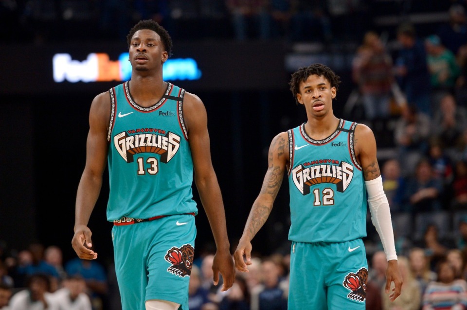 <strong>Don Wade says the Grizzlies did a good job, and had some good fortune, getting first Jaren Jackson Jr. (left) and then Ja Morant in the NBA draft. The two played in the game against the Golden State Warriors, Jan. 12, 2020 at FedExForum.</strong> (Brandon Dill/AP file)