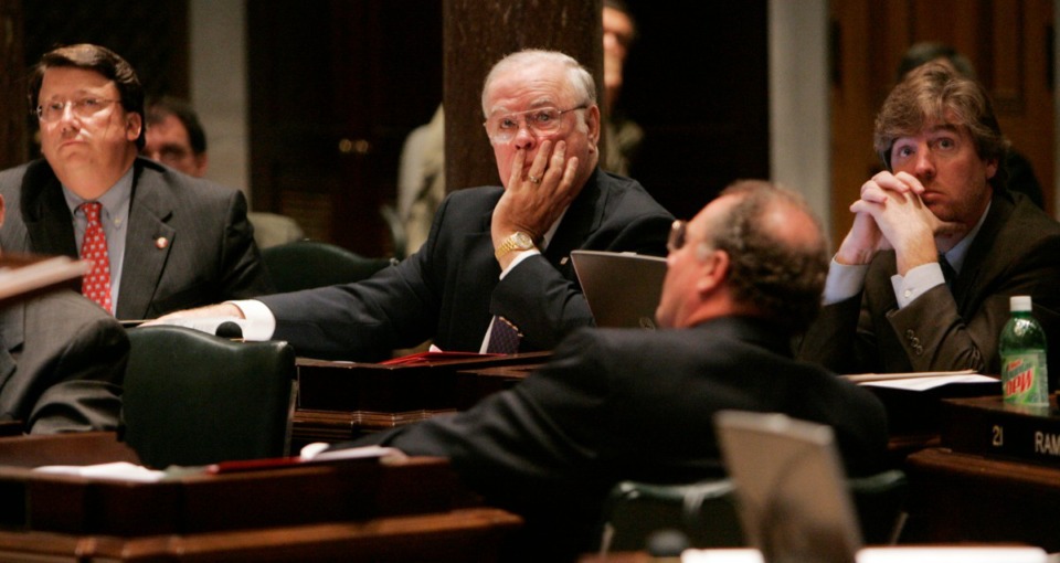 <strong>State Sen. Curtis Person, R-Memphis, center, watches the vote board on May 17, 2006. Sen. Person died Friday, Sept. 4.</strong> (John Russell/AP)