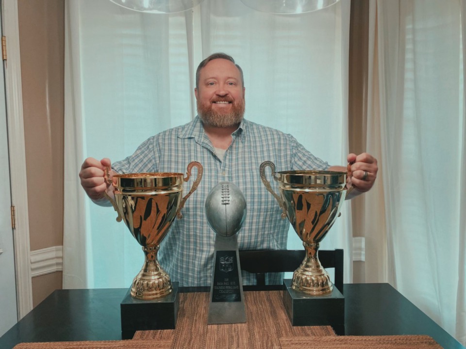 <strong>David Cox plays in six fantasy football leagues and takes it seriously enough to have a nice collection of trophies.</strong> (Submitted)