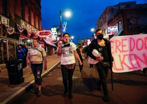 <strong>Activist LJ Abraham (middle) leads a solidarity march in honor of Breonna Taylor on Wednesday, Sept. 23, 2020, Downtown.</strong> (Mark Weber/The Daily Memphian)