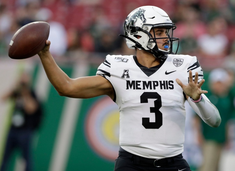 <strong>Memphis quarterback Brady White was named a semifinalist for the 2020 William V. Campbell Trophy, which is awarded to the best football scholar-athlete in the nation.</strong> (AP File/Chris O'Meara)