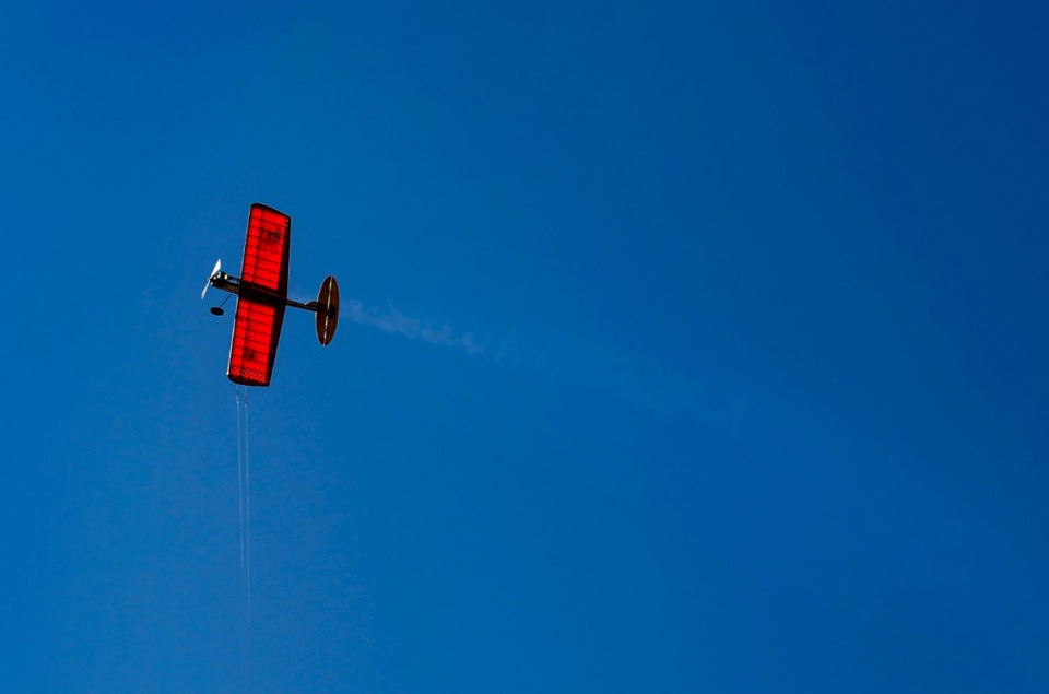 <strong>A Ringmaster airplane maneuvers while flying on Thursday, Oct. 1, 2020 at Audubon Park.</strong> (Mark Weber/The Daily Memphian)