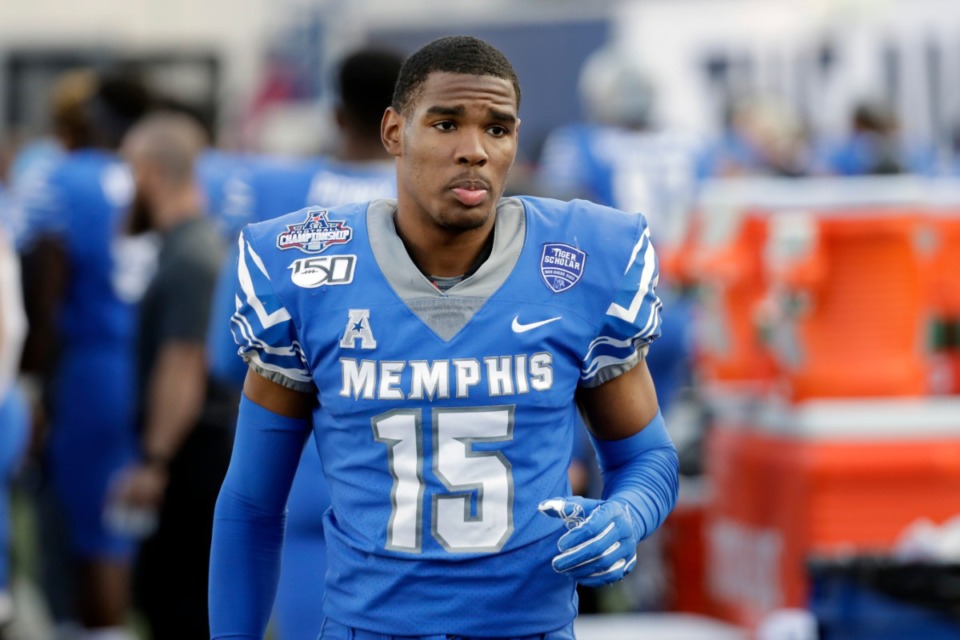 <strong>Memphis&rsquo; Quindell Johnson walks on the sideline during the first half of an NCAA college football game against Cincinnati last December.</strong> (AP file Photo/Mark Humphrey)