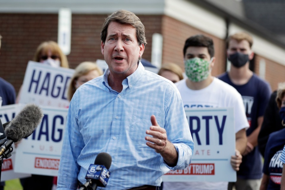 <strong>Former U.S. Ambassador to Japan Bill Hagerty speaks at a polling place Thursday, Aug. 6, 2020, in Brentwood, Tenn</strong>. (Mark Humphrey/AP file)