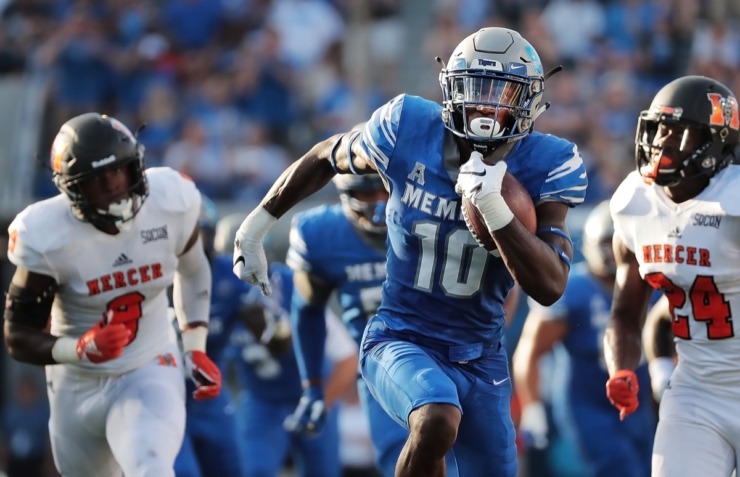 University of Memphis receiver Damonte Coxie breaks away for a touchdown during the University of Memphis Tigers' game against the Mercer Bears at the Liberty Bowl Memorial Stadium on September 1, 2018. Coxie has officially opted out of the 2020 season. (Daily Memphian file)