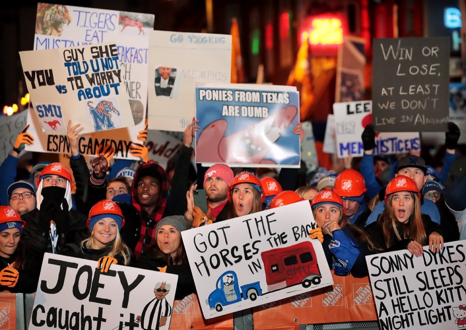 <strong>It was only a year ago, on Nov. 2, 2019, that Tigers football fans cheered for the cameras during the live broadcast on Beale Street of ESPN's "College GameDay.&rdquo;</strong> (Jim Weber/Daily Memphian file)