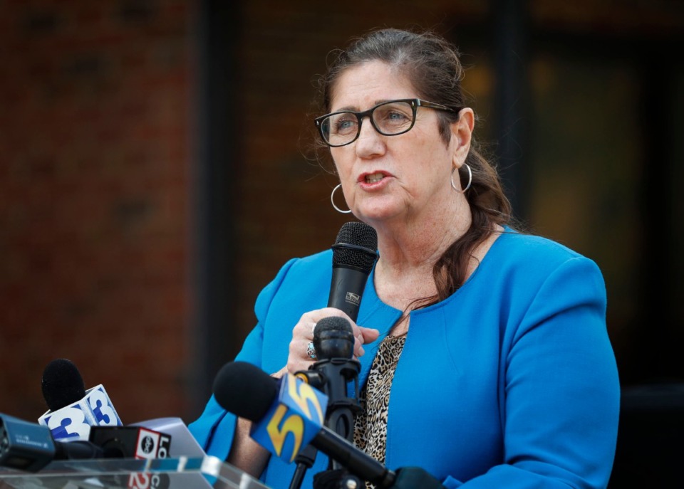 <strong>Shelby County Health Department Director Alisa Haushalter speaks about the Unity Walk against Gun Violence during a press conference on Monday, Nov. 9, 2020.</strong>&nbsp; (Mark Weber/The Daily Memphian)