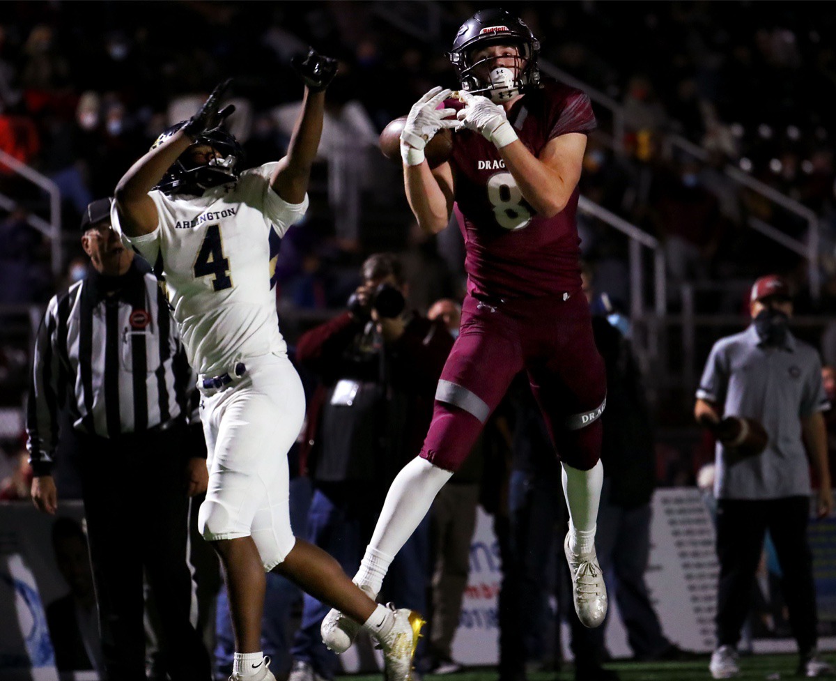 <strong>Collierville&rsquo;s Tyler Collier (8) barely misses a touchdown catch during the Nov. 13, 2020, home game against Arlington.</strong> (Patrick Lantrip/Daily Memphian)