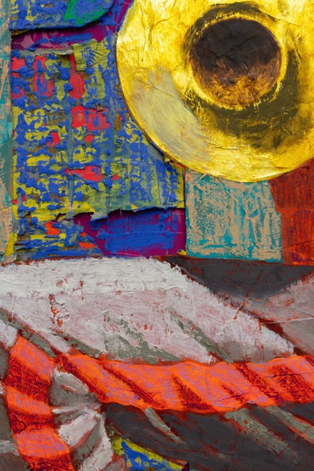 <strong>A detail from Derek Fordjour’s “Rhythm & Blues, 2020,” which sold for $410,000.</strong> (Source: Daniel Greer)