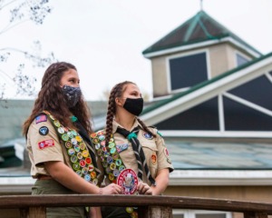 <strong>Ava Look (left) and Anniston Murphy are the first girls to achieve the rank of Eagle Scout in the Memphis-based Boy Scouts of America Chickasaw Council. They received their badges Sunday, Nov. 22 at Getwell Church in Southaven.</strong> (Ziggy Mack/Special to Daily Memphian)