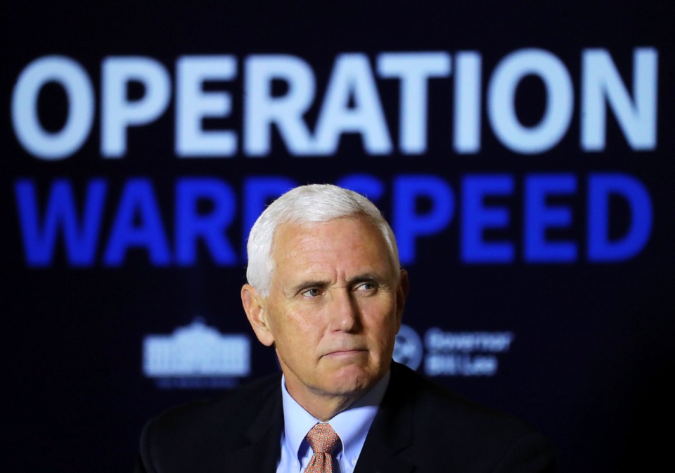 <strong>Vice President Mike Pence met with FedEx executives in Memphis to discuss Operation Warp Speed on Thursday, Dec. 3. </strong>(Patrick Lantrip/Daily Memphian)&nbsp;