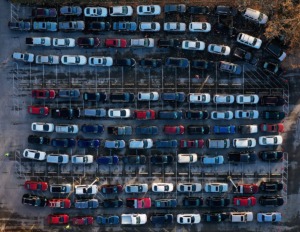 <strong>Dozens of cars lined up, some overnight, for a monthly food giveaway at Lindenwood Church Dec. 12, 2020.</strong> (Patrick Lantrip/Daily Memphian)