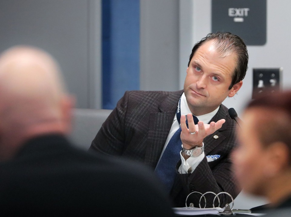 <strong>In this file photo, Memphis City Council member J Ford Canale asks City of Memphis chief operating officer Doug McGowen a question during a Nov. 5, 2019, executive session at City Hall.</strong> (Patrick Lantrip/Daily Memphian file)