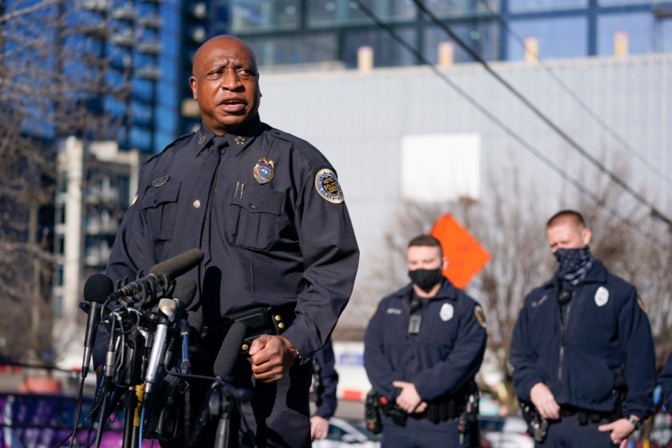 <strong>Nashville Chief of Police John Drake speaks at a news conference Sunday, Dec. 27, 2020, in Nashville. Police said bombing suspect Anthony Warner was killed in the explosion that rocked the city&rsquo;s downtown area Christmas Day.</strong> (Mark Humphrey/AP)