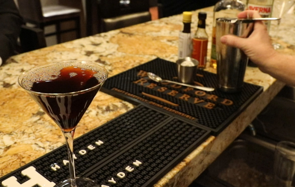 <strong>This week's Bar Talk featured cocktaiul is the Black Manhattan by Chris Backey of Ronnie Grisanti's.</strong> (Patrick Lantrip/Daily Memphian)