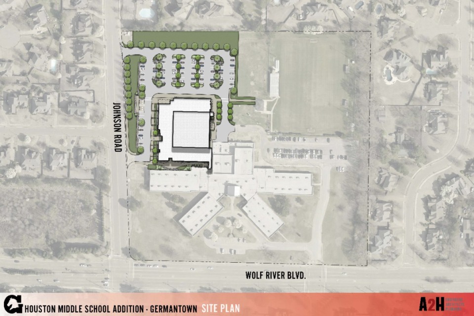 <strong>Board members got a first look at renderings Tuesday evening. This shows how the addition will sit northwest of the current building.&nbsp;</strong>&nbsp;(Submitted)