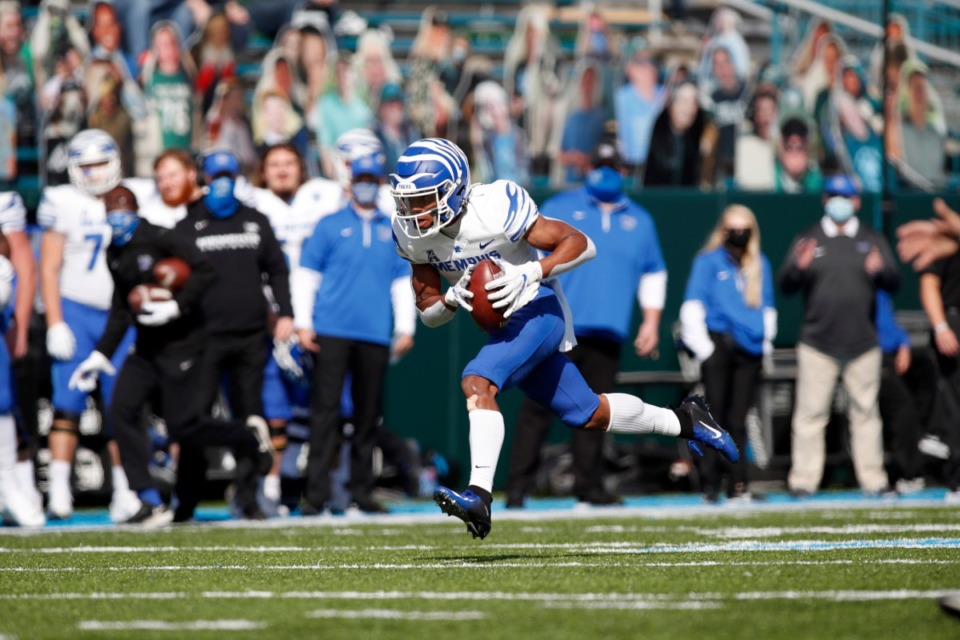 <strong>Tigers wide receiver Calvin Austin is returning for the 2021 season.</strong> (Tyler Kaufman/Memphis Athletics)