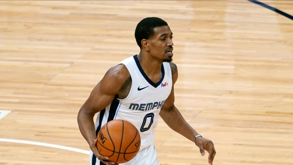 <strong>Memphis Grizzlies' De'Anthony Melton (0) plays against the Minnesota Timberwolves in an NBA basketball game, Wednesday, Jan. 13, 2021, in Minneapolis.</strong> (Jim Mone/AP)